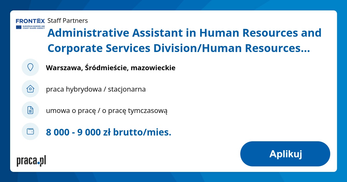 Archiwalna oferta nr 10071640, Administrative Assistant in Human ...
