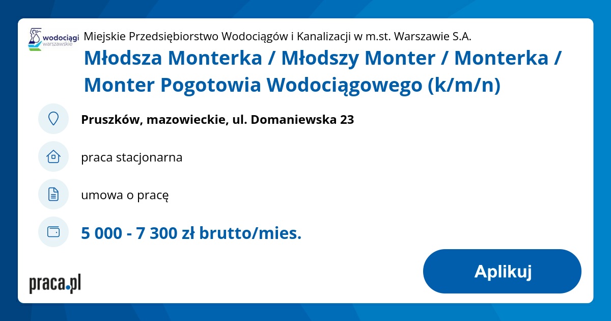 Archiwalna oferta nr 10773506, Młodsza Monterka / Młodszy Monter ...