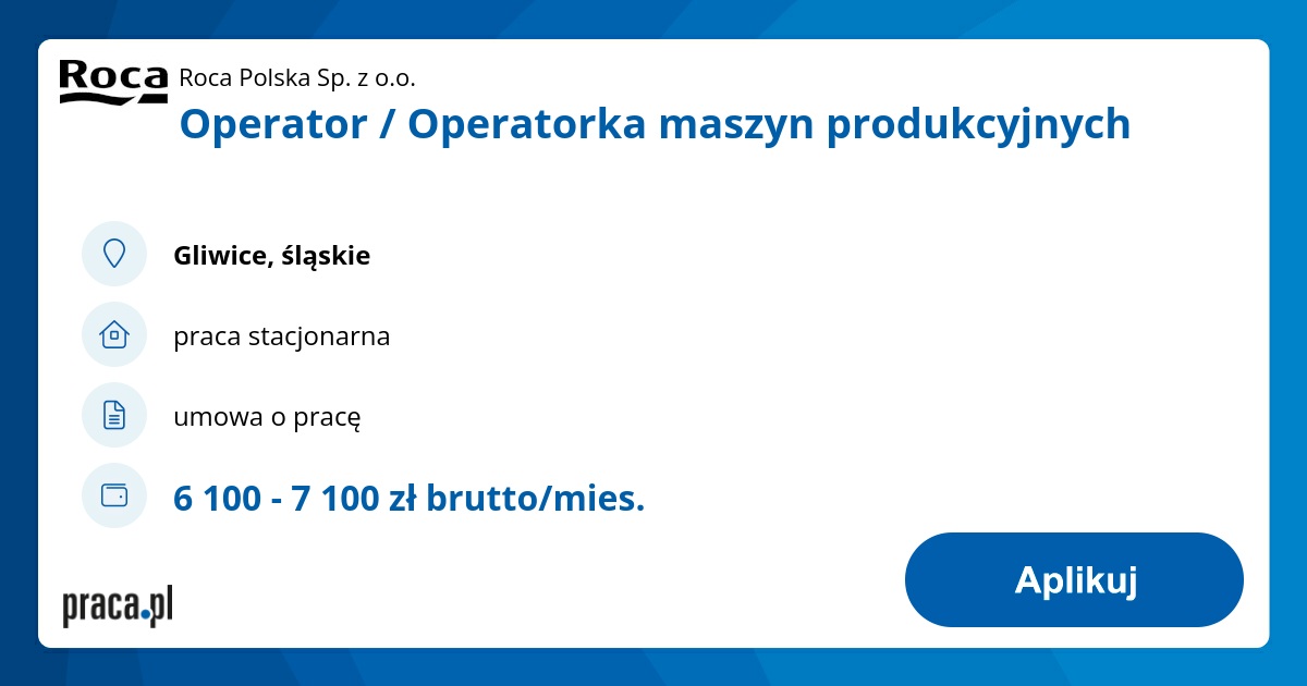 Archiwalna oferta nr 10956121, Operator / Operatorka maszyn ...