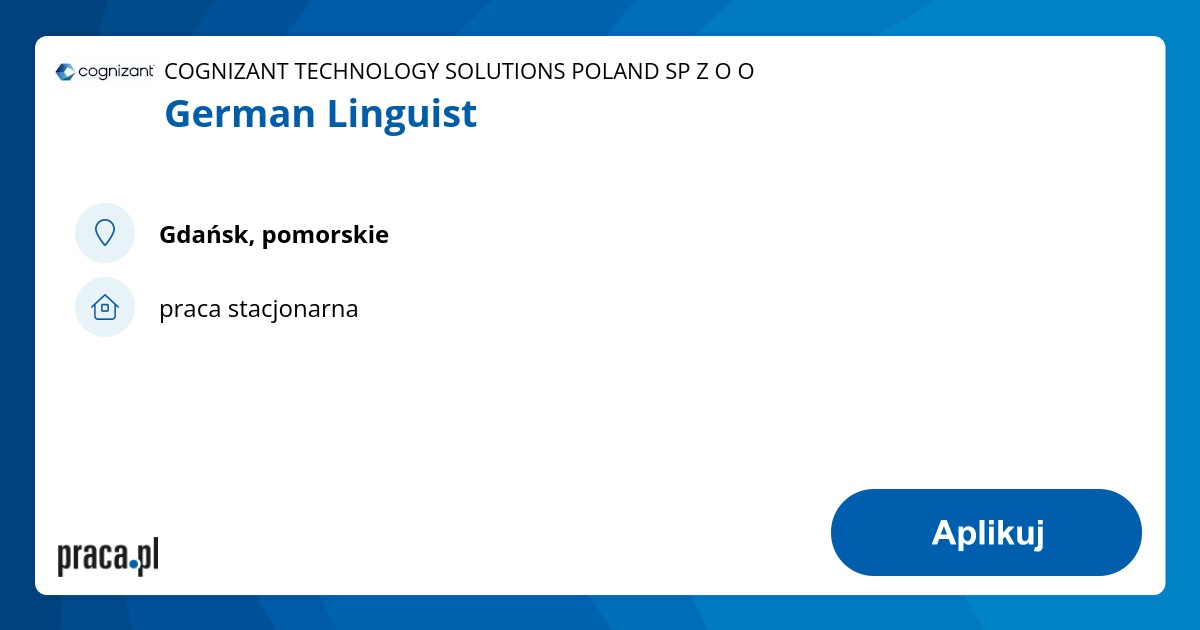 Archiwalna oferta nr 7736616, German Linguist, Gdańsk, COGNIZANT